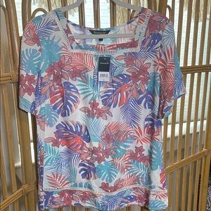 Bonmarche Women's Tropical Print Top - Multicolor